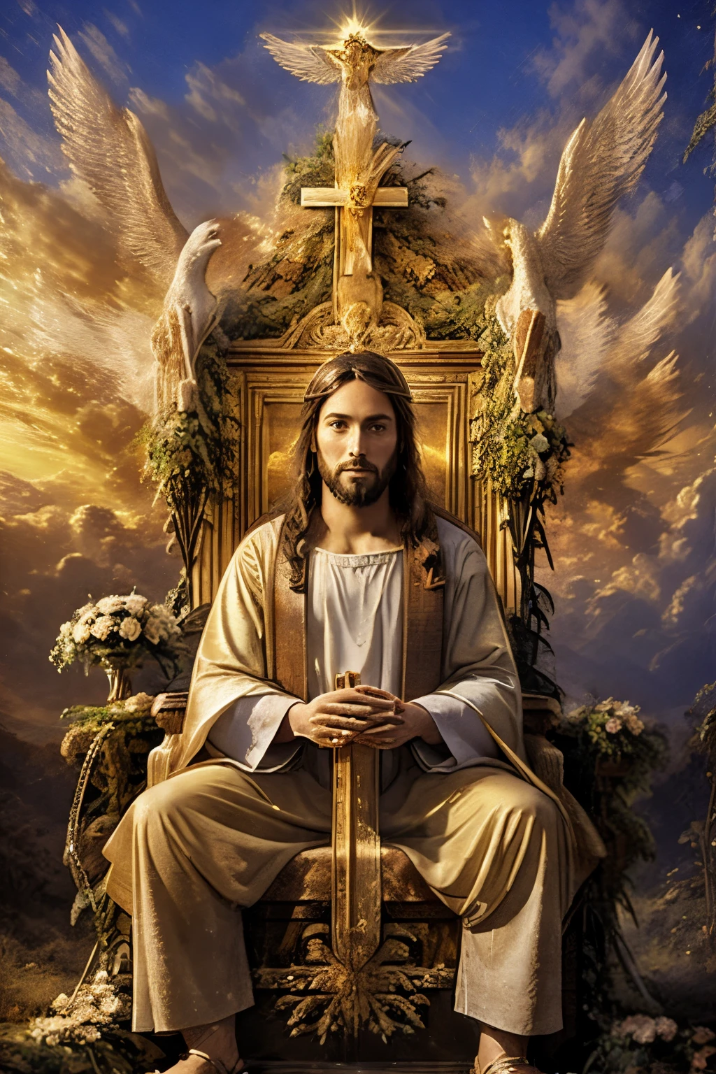 jesus, beautiful face, sitting in the throne, heavenly