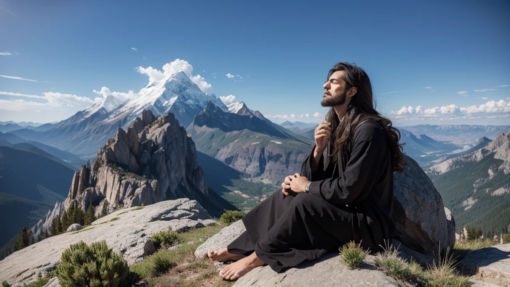 Elijah a prophet of the Lord Jesus on a mountain praying