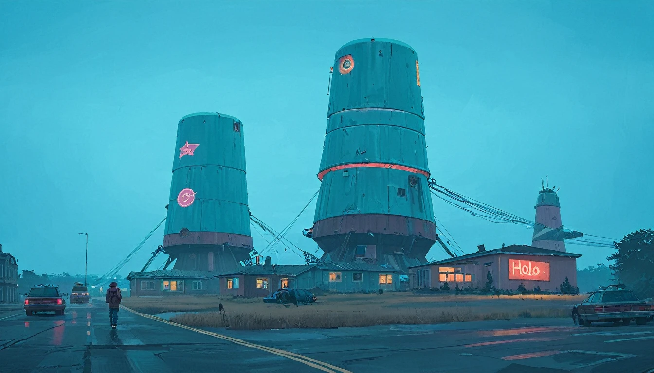 (lora:21Stalenhag:1),(masterpiece), (best quality), (ultra-detailed), (best illustration), (best shadow), (absurdres),((draw by Simon Stlenhag)), ((draw by Simon Stlenhag)), Simon Stlenhag style,SIMON STÅLENHAG,city,town,night city,a lot of building,city buildings,((hologram)),((hologram signs)),(hologram panels),