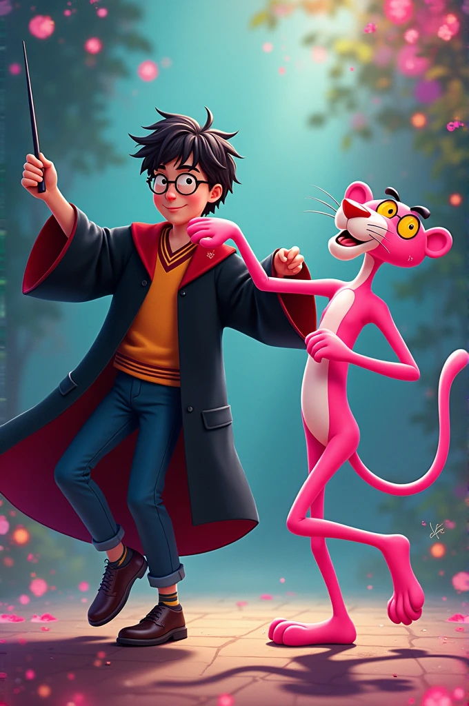 Harry Potter dancing cumbia with the Pink Panther