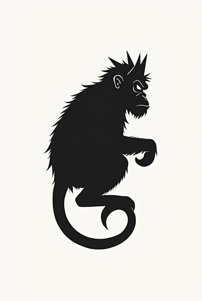 Generate a logo for a clothing brand called BAD MONKEY. I want the logo to be a silhouette of a monkey with devil horns and a devil tail.