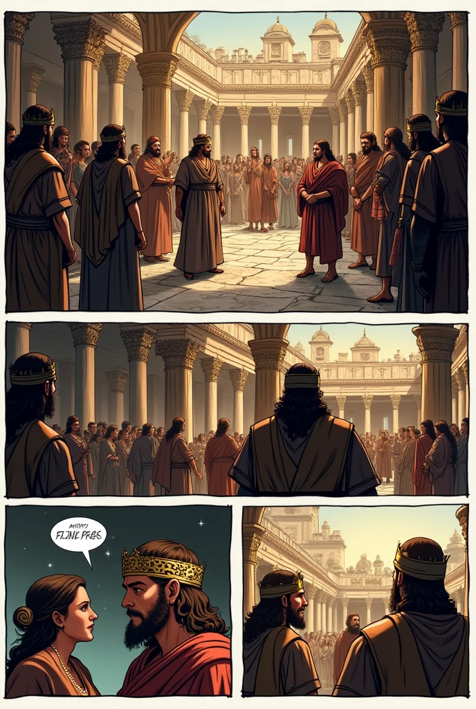 Create a comic strip that represents the second book of Samuel chapter 11