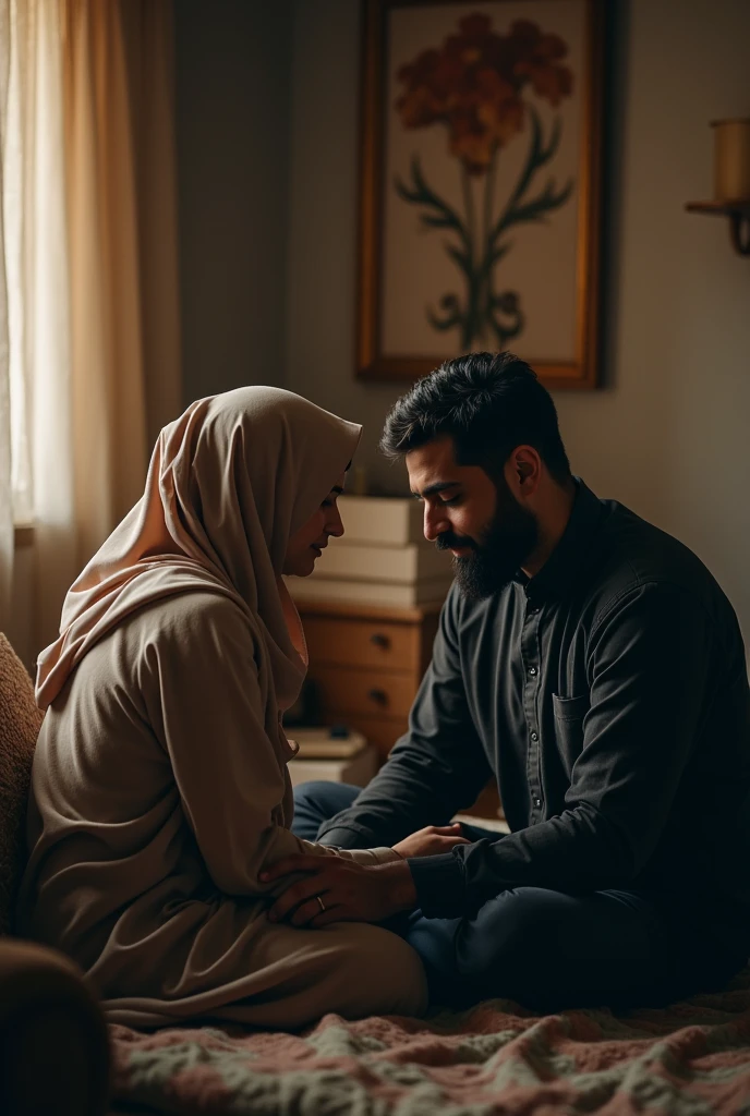 The Islamic husband made a plan to go away from home for some time so that the Islamic wife could get out of this shock as soon as possible.