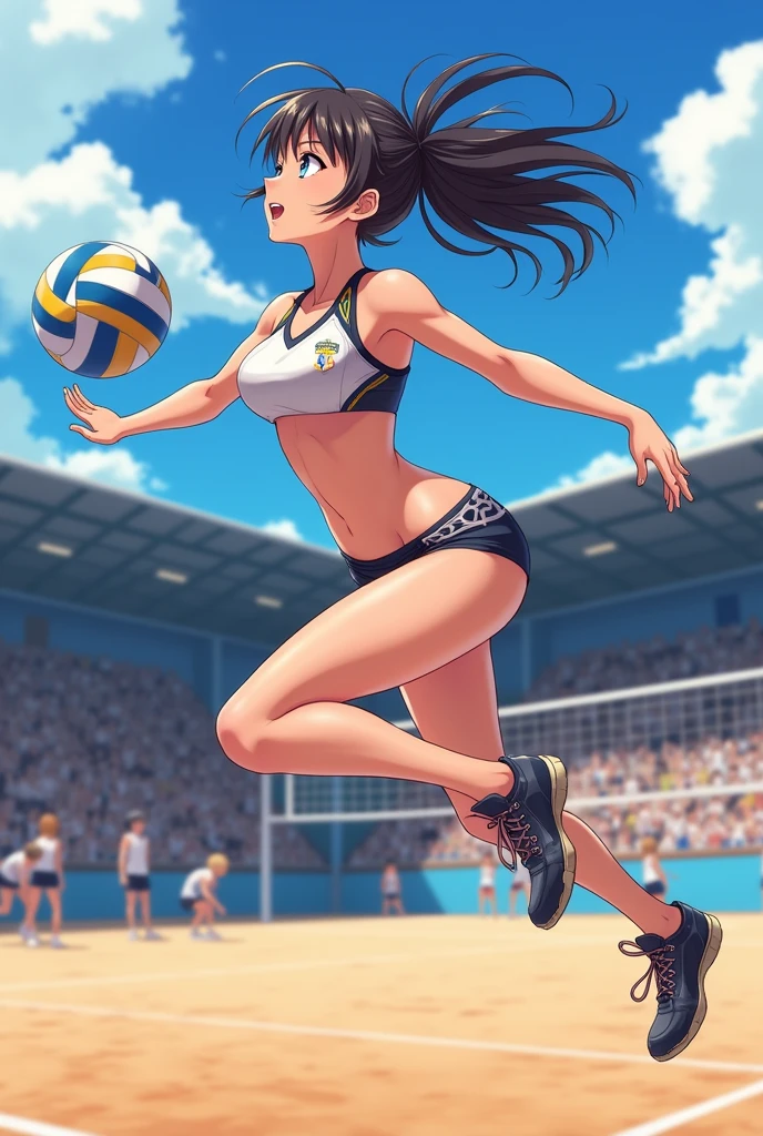 make a half naked anime volleyball player