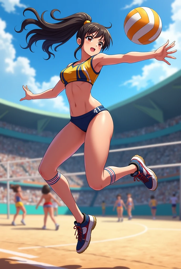 make a half naked anime volleyball player