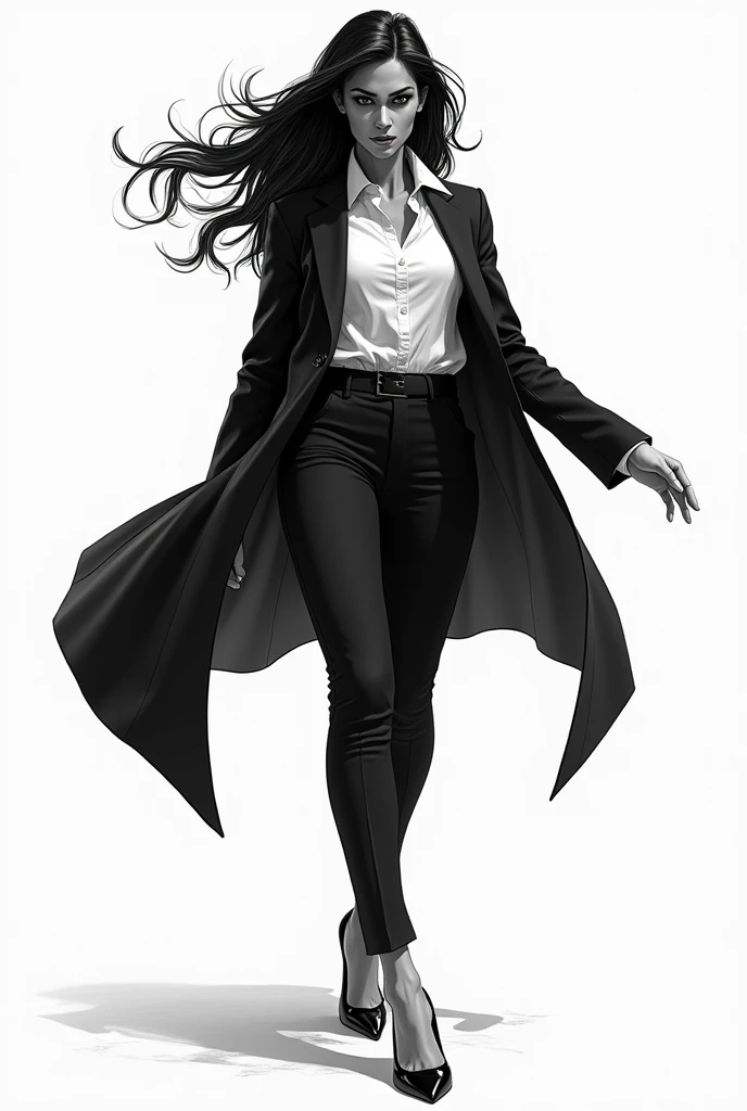 Do the letter "IN" cool and using only black and white so that it looks very violent, like a businesswoman, but with flow in Spanish