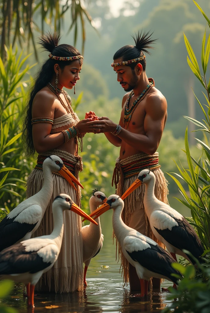 INDIGENOUS COUPLE FEEDING TUIUIÚS
