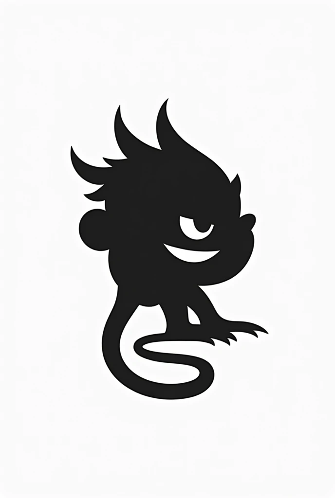 Generate a logo for a clothing brand called BAD MONKEY. I want the logo to be a silhouette of a monkey with devil horns and a devil tail.