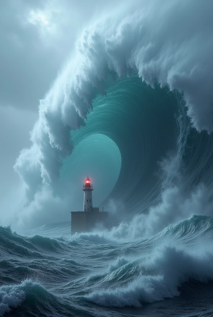 Giant wave covers Flannan Isles lighthouse