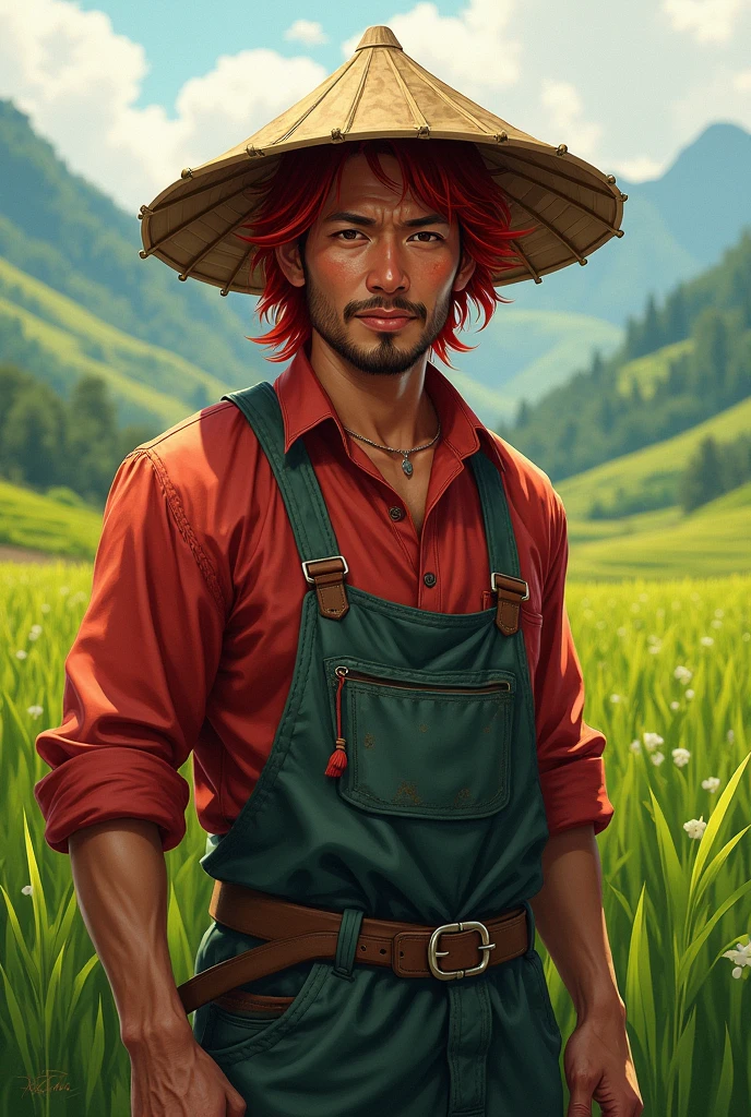 , Asian, Red hair, farmer