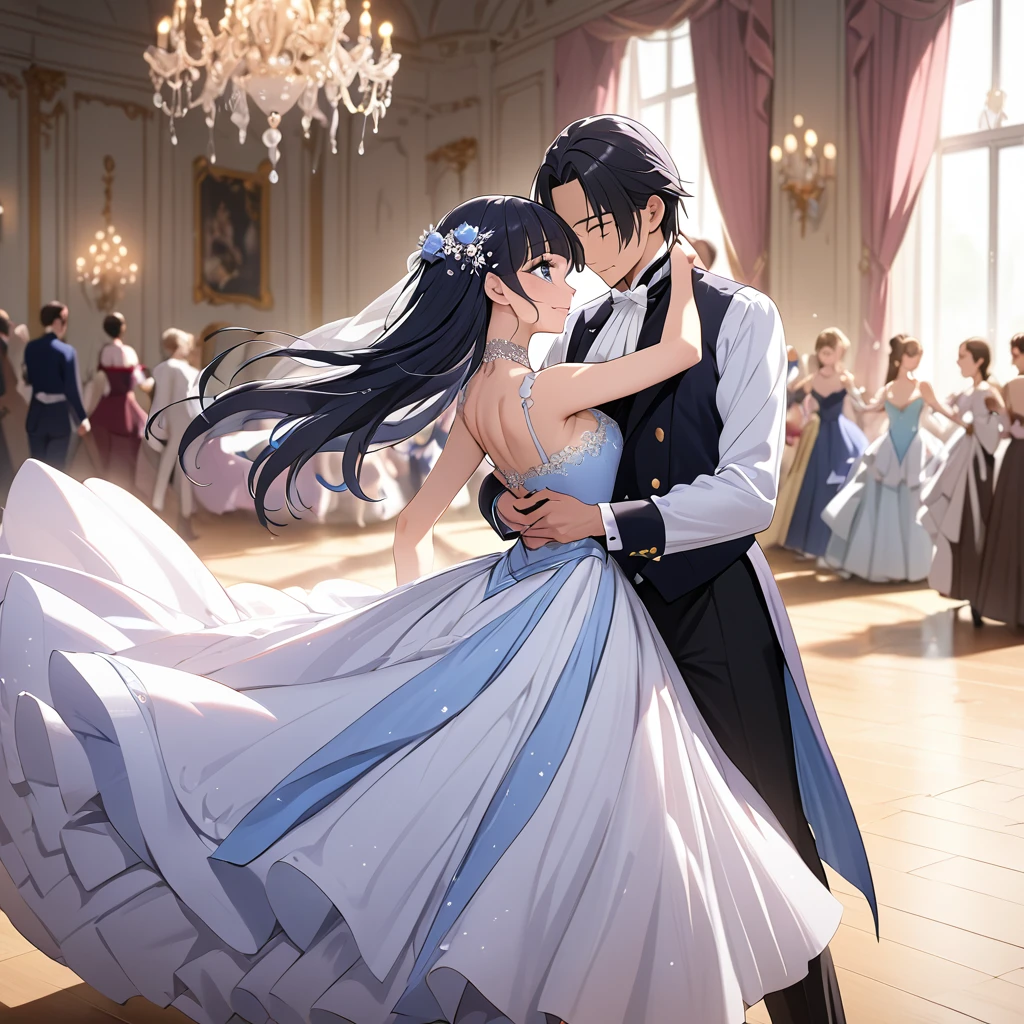 ((Highest quality)), ((masterpiece)), (detailed), (Perfect Face)、The woman is Reika Aoki with semi-long hair、A woman is dancing the waltz in a waltz costume in Vienna
