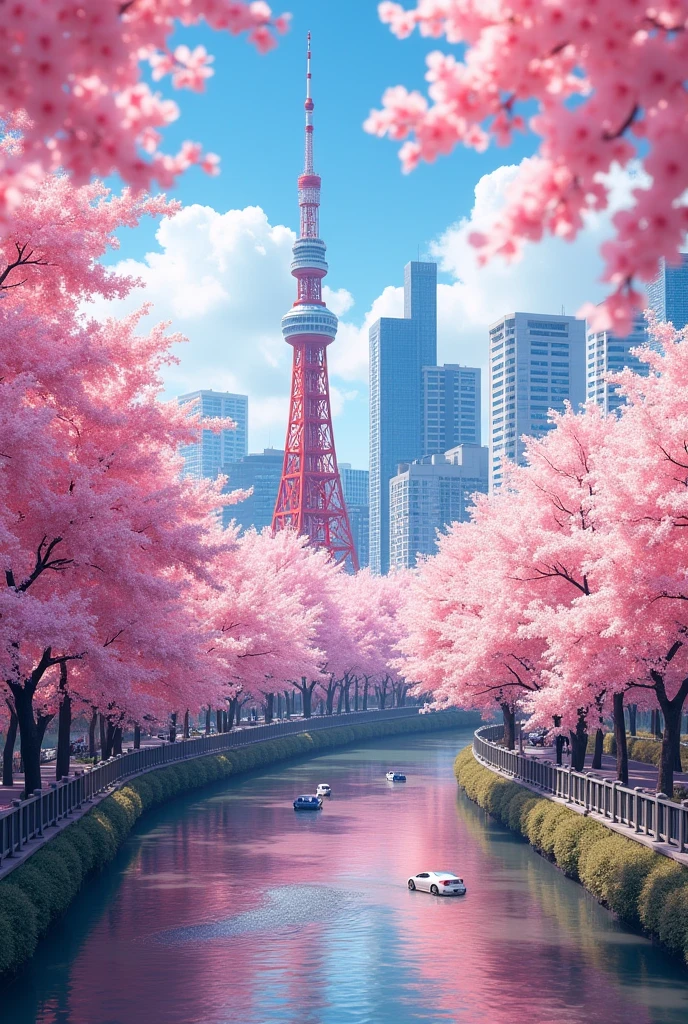 Sakura flowers and Let Osaka say