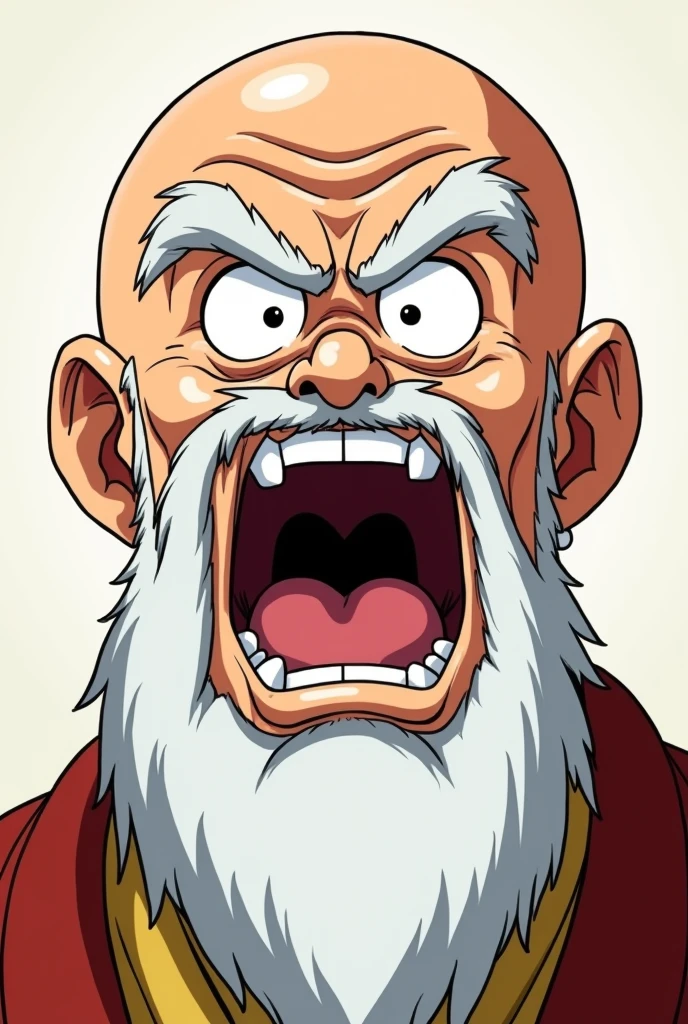 Master Roshi from Dragon Ball Z expression of surprise with mouth open.