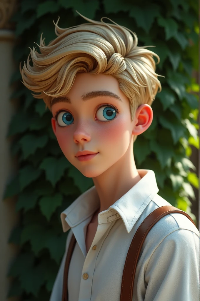 Model boy with blonde hair with blue eye Ivy League Charm