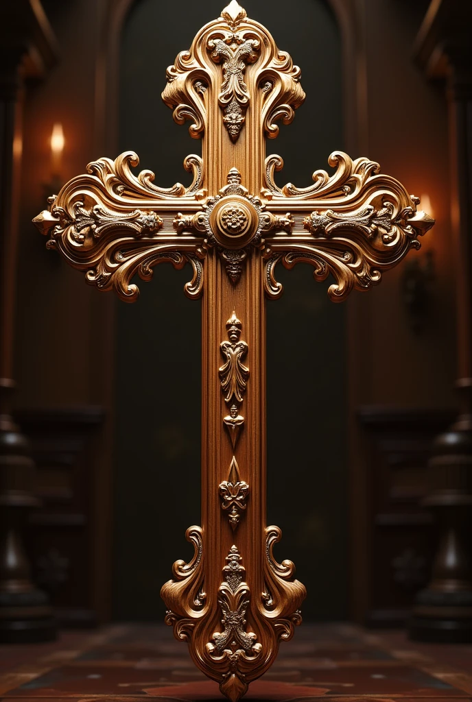 Baroque style wooden cross, very beautiful