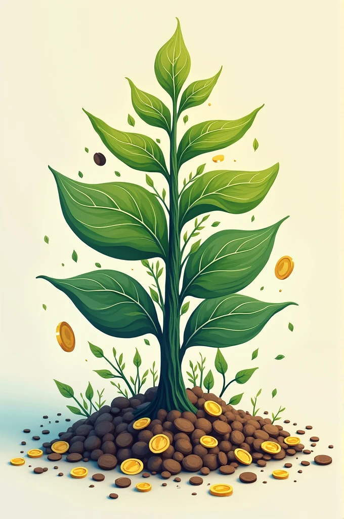 A clean image, with solid color background and an illustration of money growing
