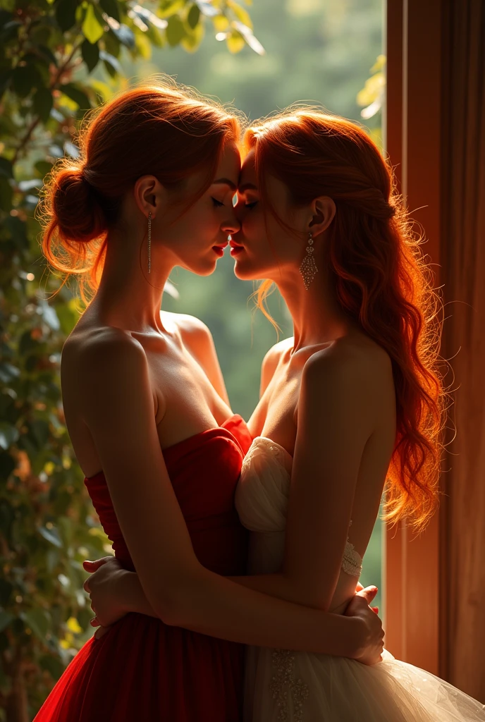 ((Two completely naked red-haired women hug and kiss their partners)),((two women hug, kiss in the rain in a beautiful forest, view from the window, a naked red-haired girl passionately kisses her daughter and her breasts by the fireplace.LICKING THE NIPPLES OF THE ASS, PERINEUM AND ABDOMEN, two sexy women persistently kiss, kiss passionately, from time to time hug tightly, kiss passionately, touching lips, pouring rain in a beautiful forest, a view from the window, a naked red-haired woman passionately kisses her daughter and her breasts by the fireplace.LICKS HER NIPPLES, ASS, lesbian lust and passionate love, romance, honeymoon, CROTCH AND BELLY. they kiss in bed, one woman is an adult, and the other is young, on her own. romance, night, soft lighting, Passion, intimate connection, gentle hugs, lips close-up, gentle caresses, sensual women, passionate kisses and touches, frank desire and pleasure, emotions and connection +, elegant and atmospheric hugs. for a kiss. passionate gentle kisses on the lips. We hug each other's buttocks to kiss. by mutual consent. bliss.