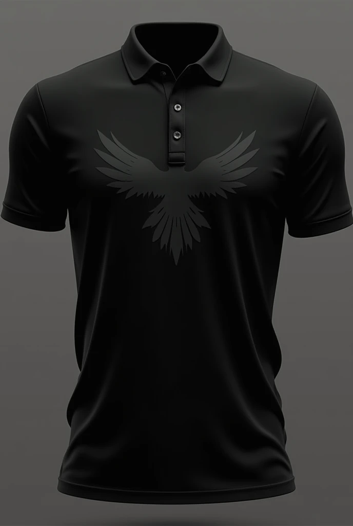 Generate a new design of a polo shirt with a falcon design, preferably with a black logo that matches the color of the polo shirt.. Have a normal round neck.