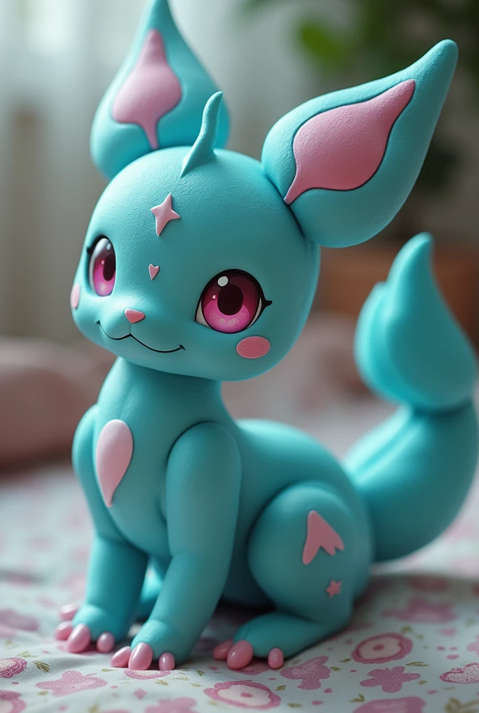 Vaporeon without panties and with pink pussy in an erotic position 