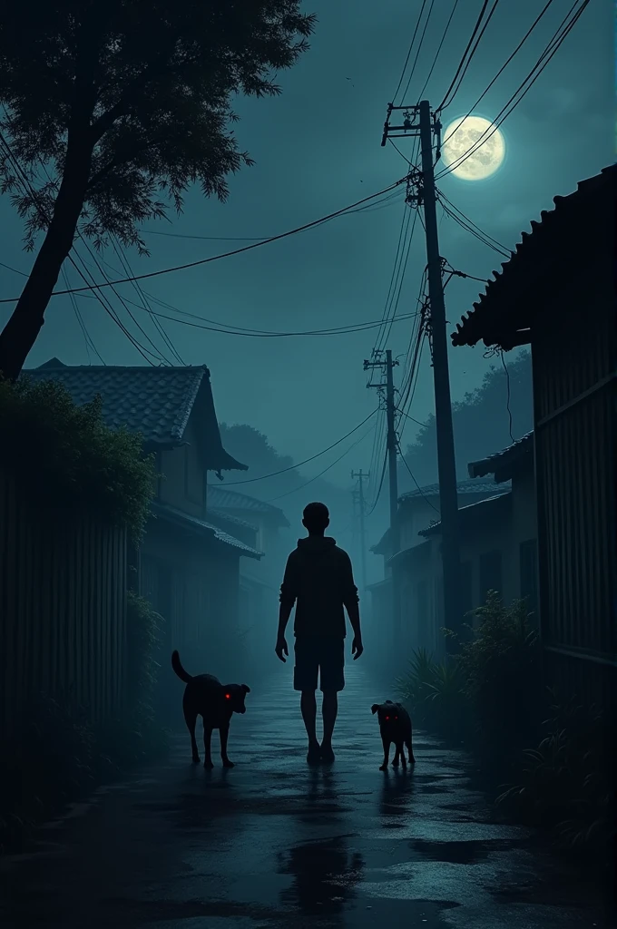 In a dark and silent village, the night was heavy with an ominous stillness. The sky was overcast, with no stars to light the way. Agus walked alone towards Riki’s house, his footsteps echoing in the deserted street. The occasional distant hoot of an owl only added to the eerie atmosphere.
As Agus made his way down the deserted path, he was suddenly confronted by a pack of stray dogs. Their eyes gleamed menacingly in the darkness, fixated on Agus as if guarding something unseen. Despite the threatening situation, Agus somehow managed to pass through them. Chilled by the encounter, he pressed on, trying not to dwell on the strange behavior of the dogs.
When Agus reached the narrow alley leading to Riki's house, he noticed a dog that usually sat there calmly. But tonight, the dog whimpered in fear, its tail tucked between its legs, staring at Agus with terror in its eyes. Agus found this odd but chose to ignore it, continuing towards Riki's house.
Finally, Agus met Riki in front of his house. They decided to play the guitar in the quiet front yard. The soft strumming of the guitar filled the still night air, bringing a small measure of comfort. However, after finishing a song, Riki felt the need to use the bathroom and went to the back of the house.
As Riki was about to relieve himself, he caught sight of something that made his blood run cold. A large, dark figure stood a short distance away, with glowing red eyes staring straight at him. Riki’s face turned pale, and without a second thought, he ran back to the front of the house, his face twisted in fear.
Seeing the terror in Riki’s eyes, Agus tried to calm him down, suggesting it might just be his imagination. They returned to playing the guitar, but soon after, the large tree in front of Riki’s house began to sway, despite the complete lack of wind. Riki’s fear grew, but this time Agus sensed that something was truly wrong.
Agus began reciting prayers to ward off evil spirits, hoping to dispel whatever was l