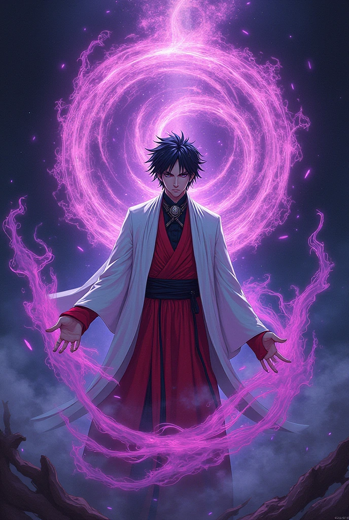Create a shirt with satoro gojo casting the purple void