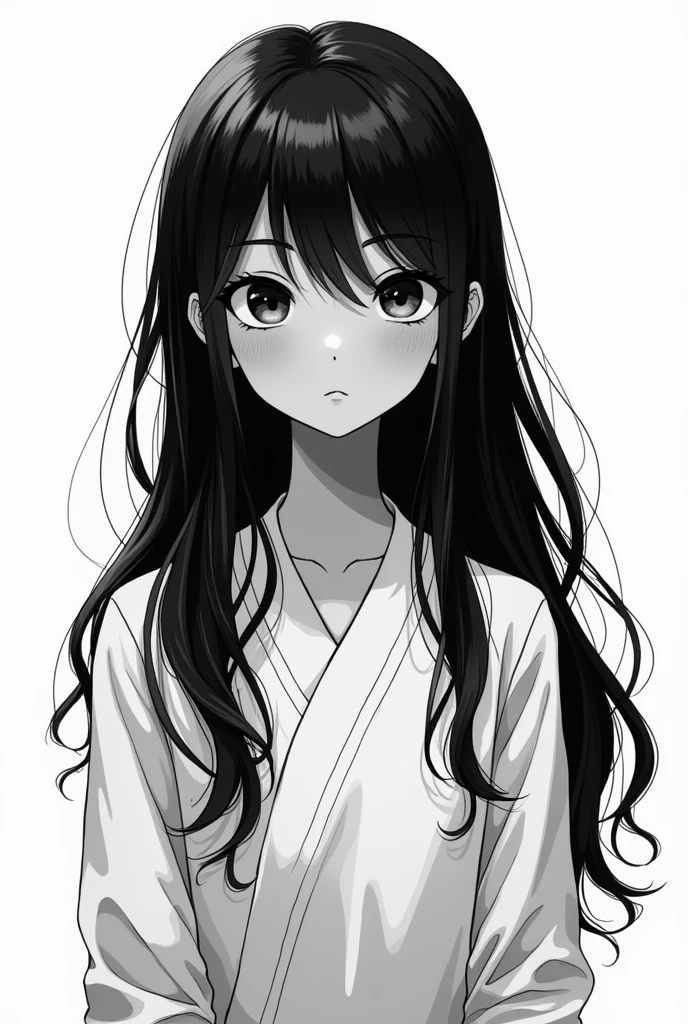 Black girl manga girl with long black hair manga black and white