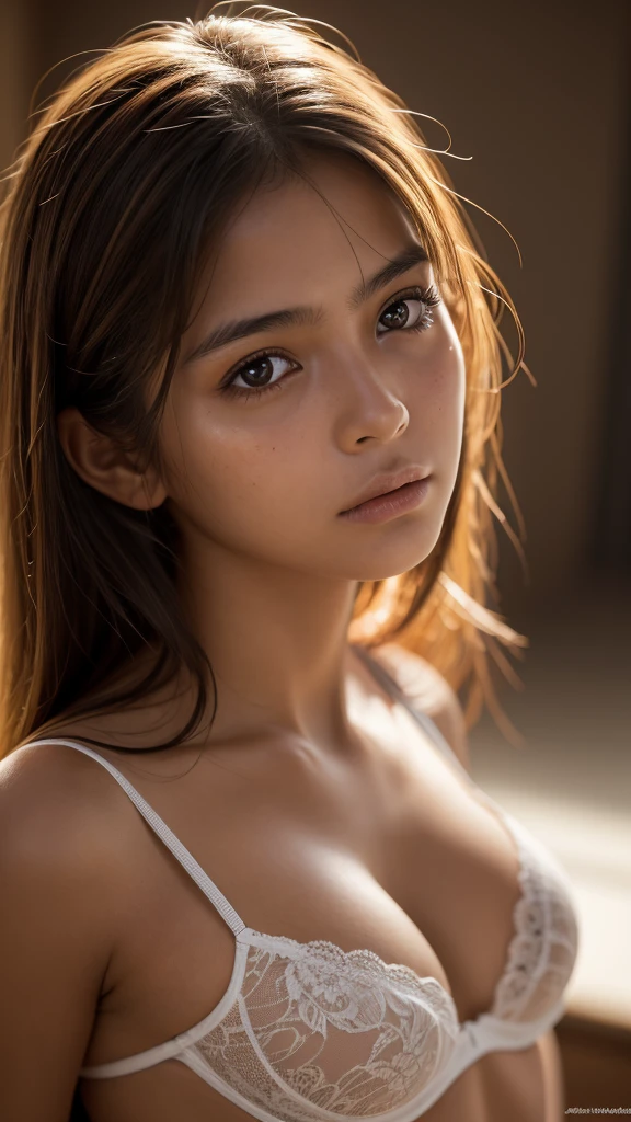 Columbian  girl, half body view, detailed european face, (aspiring facial expression), RAW, ultra detailed photograph, cinematic lighting, 4K, sharp focus, high resolution, detailed skin, detailed eyes,underwear