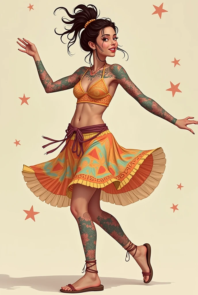 Tattooed girl dancing,cute , yound