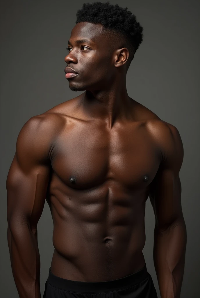 Create a sexy black man with a 10-inch erect cock and a six pack