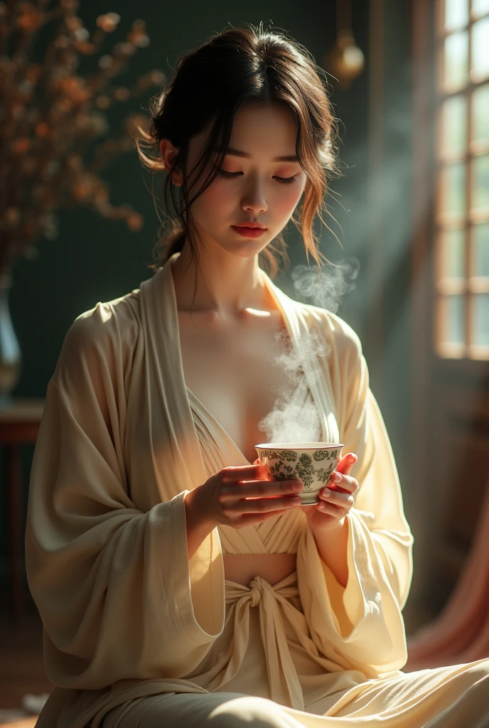 woman holding a cup of tea