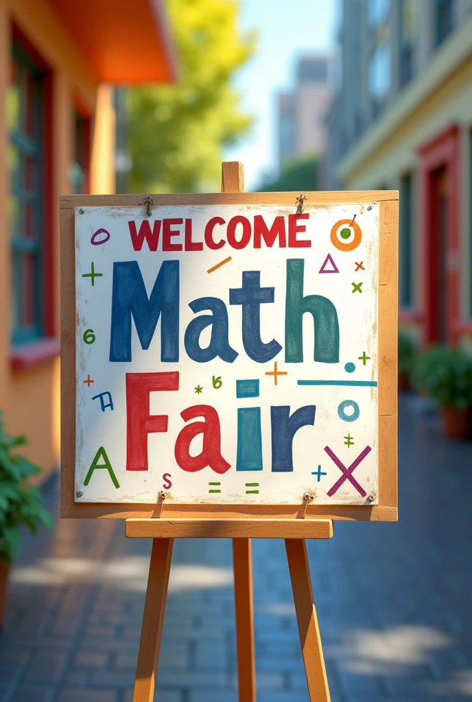Sign that says welcome to the math fair in Spanish 