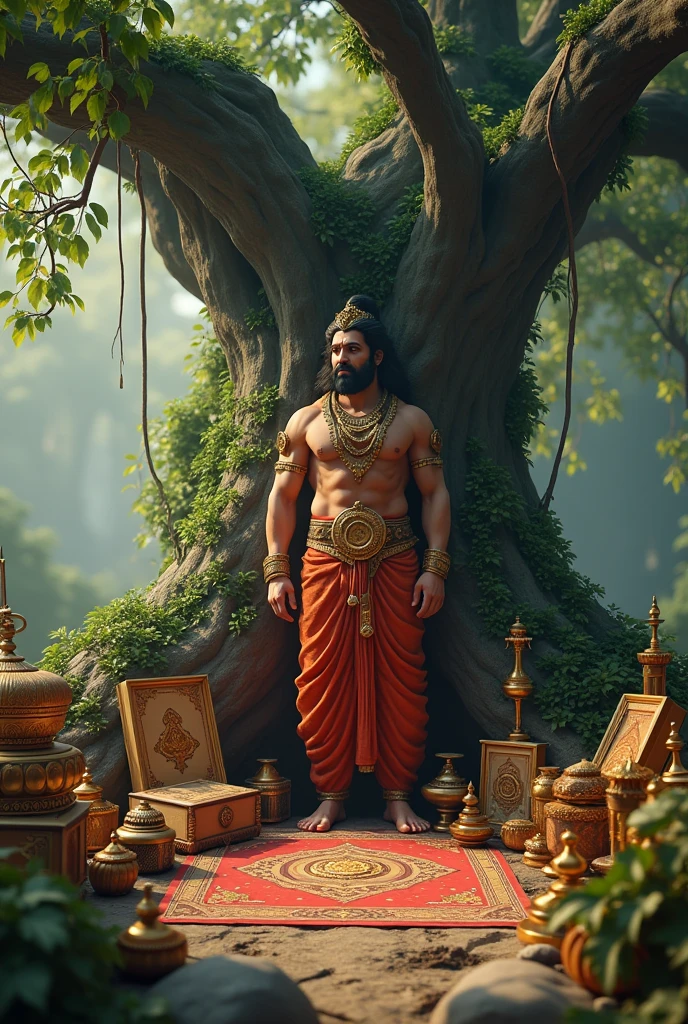 3d cinematic photo " hanuman ji things on tree