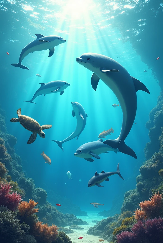 Then other animals came and continued swimming.