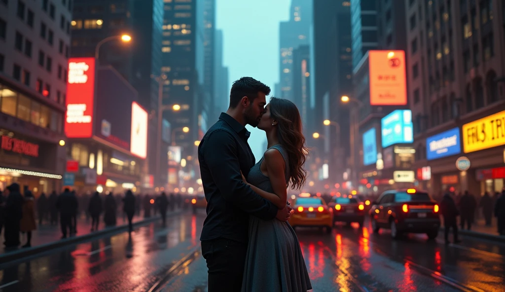 detailed city of new york in chaos, couples kissing on the streets, highly detailed, cinematic, dramatic lighting, photorealistic, 8k, hyper realistic, vivid colors, masterpiece, concept art, dramatic composition