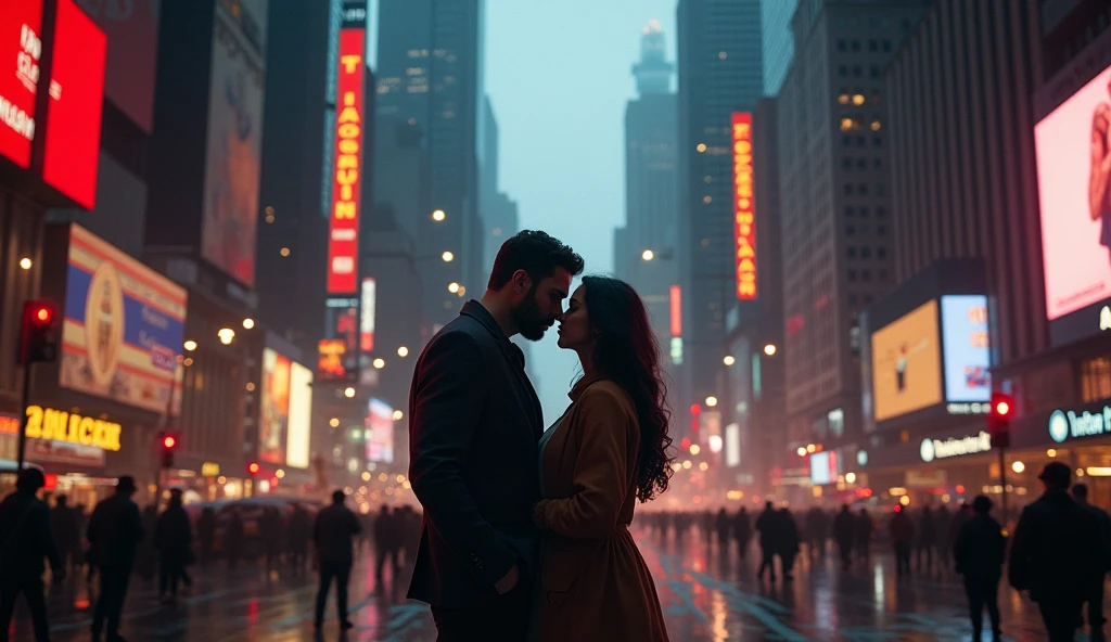 detailed city of new york in chaos, couples kissing on the streets, highly detailed, cinematic, dramatic lighting, photorealistic, 8k, hyper realistic, vivid colors, masterpiece, concept art, dramatic composition