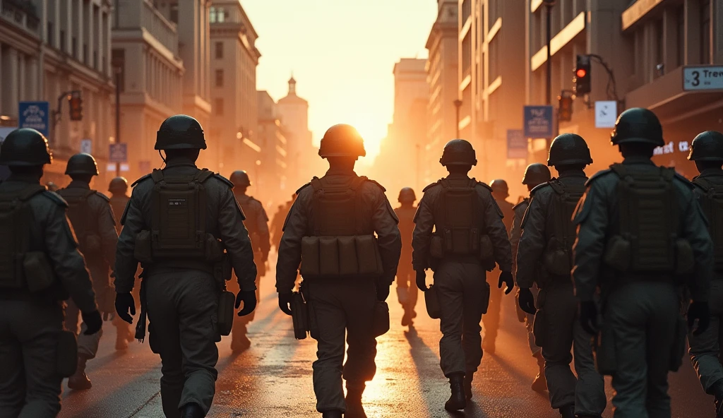 2024 Canberra city in chaos; soldiers marching in the streets