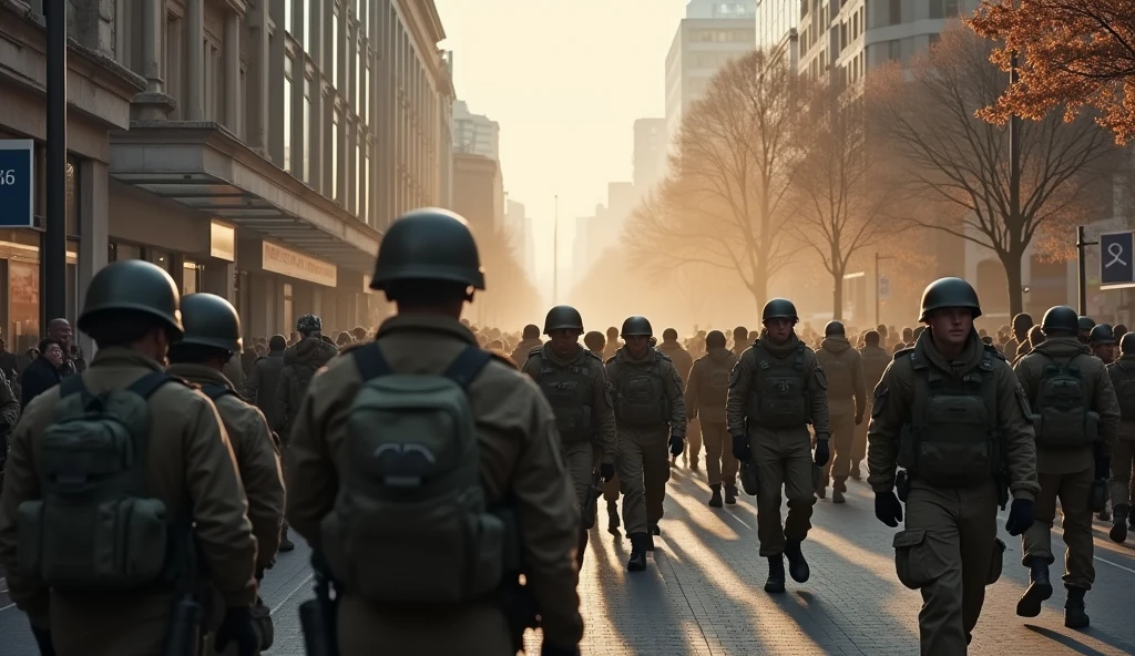 2024 Canberra city in chaos; soldiers marching in the streets