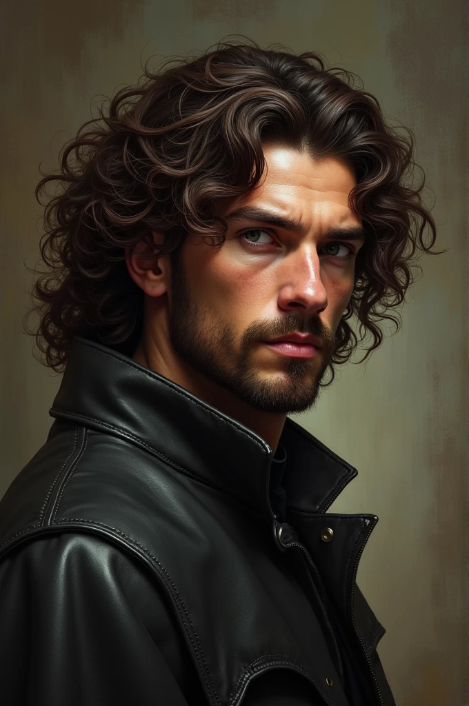 A tall, curly-haired man