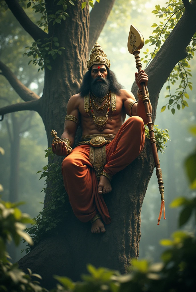 3d cinematic photo " hanuman ji things in up the tree