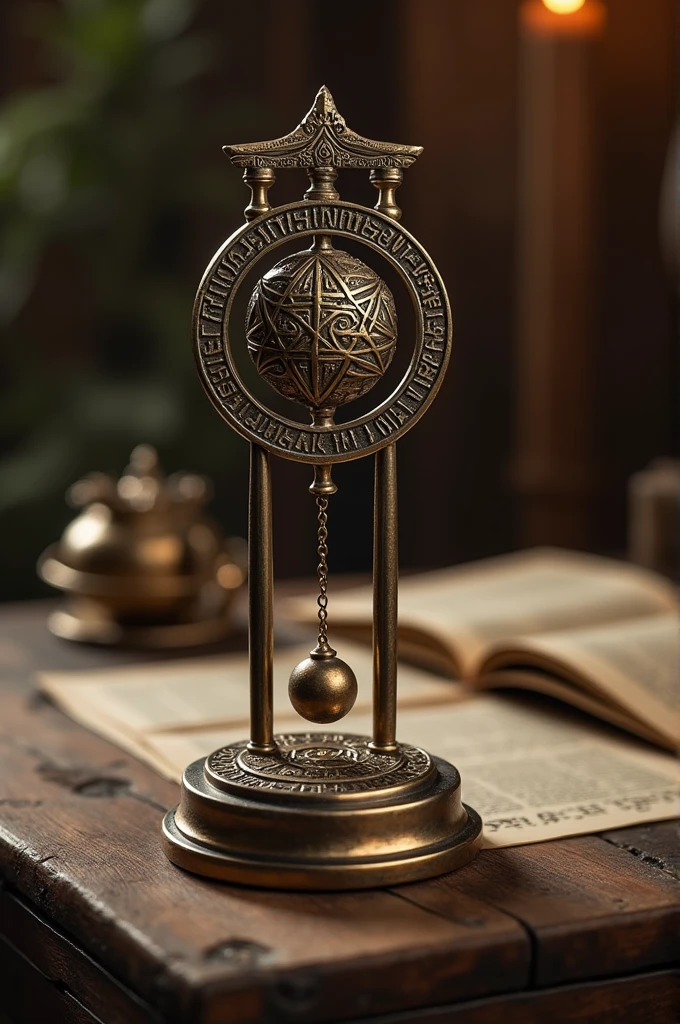 Hebrew pendulum on table with graphics