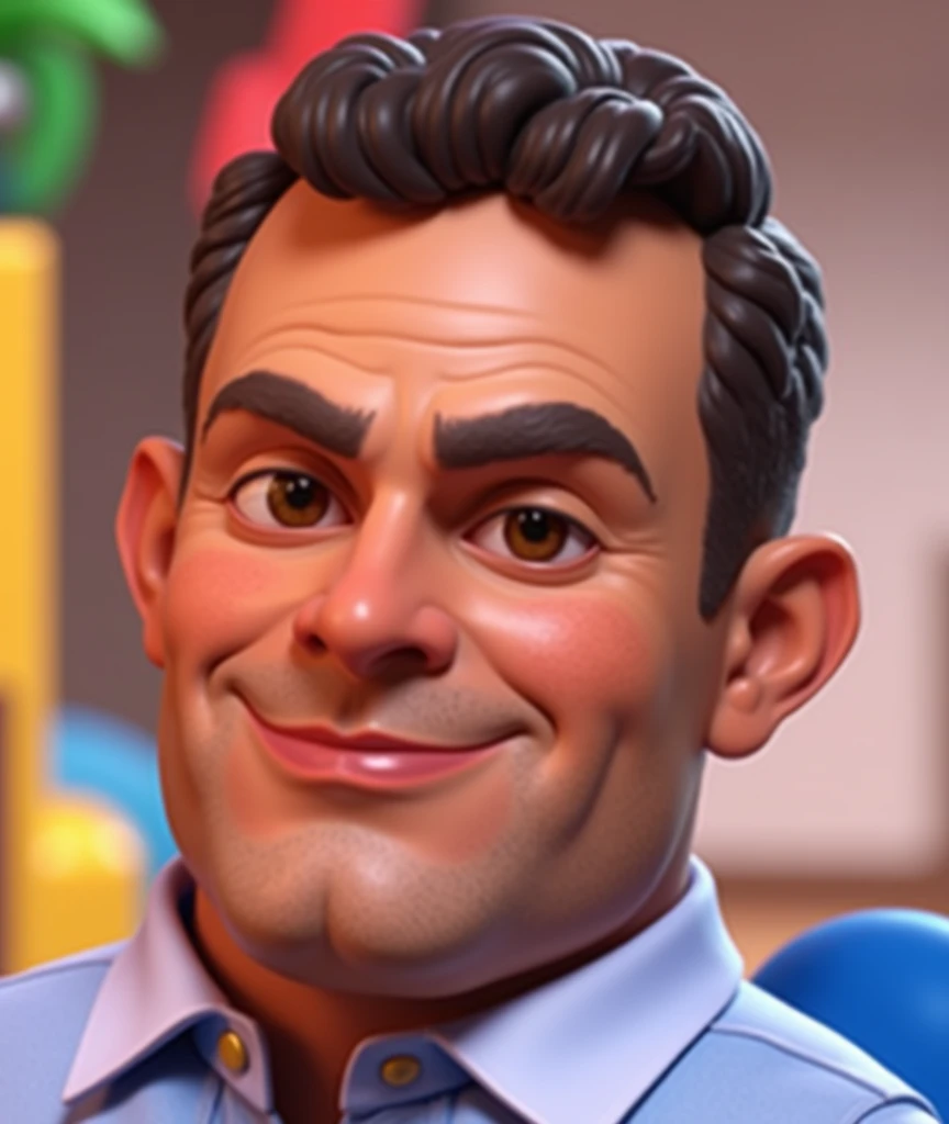 Cartoon character of a man in a blue shirt, an animated character, stylized character, animation style rendering, 3d stylized, Arnold Maya rendering, Stylized 3D rendering, toon render screenshot, 3d character, 3d character, Stylized 3D rendering, 3D character rendering, cartoon character, Personagem de close up, character posing, (Pixar-style) (master part:1.2) (bokeh) (best qualityer) (skin detailed) (detailed texture) (8k) (Argilla) (cinematic lighting) (sharp focus,Sit down and lift your upper body