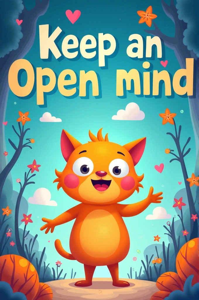 Creative cartoon picture of keep an open mind