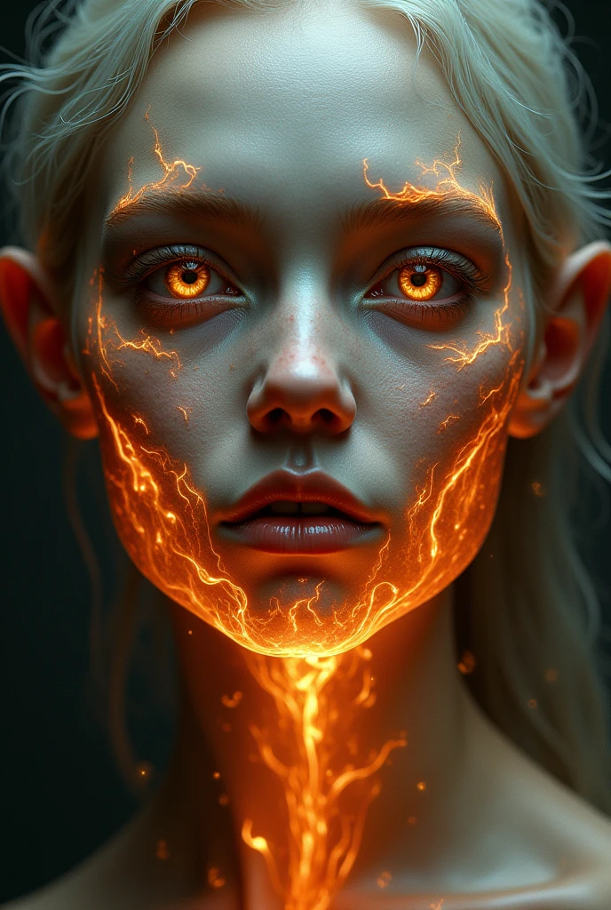 Angelic face with burning mask