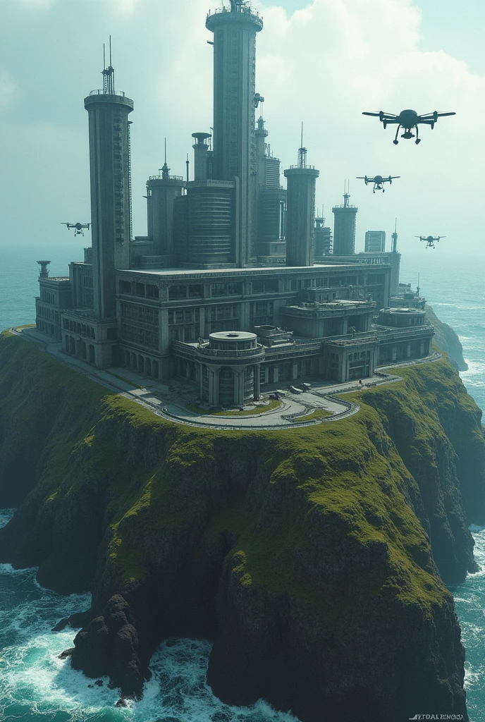 A super secure cyber prison, much safer guarded by drones on a remote island