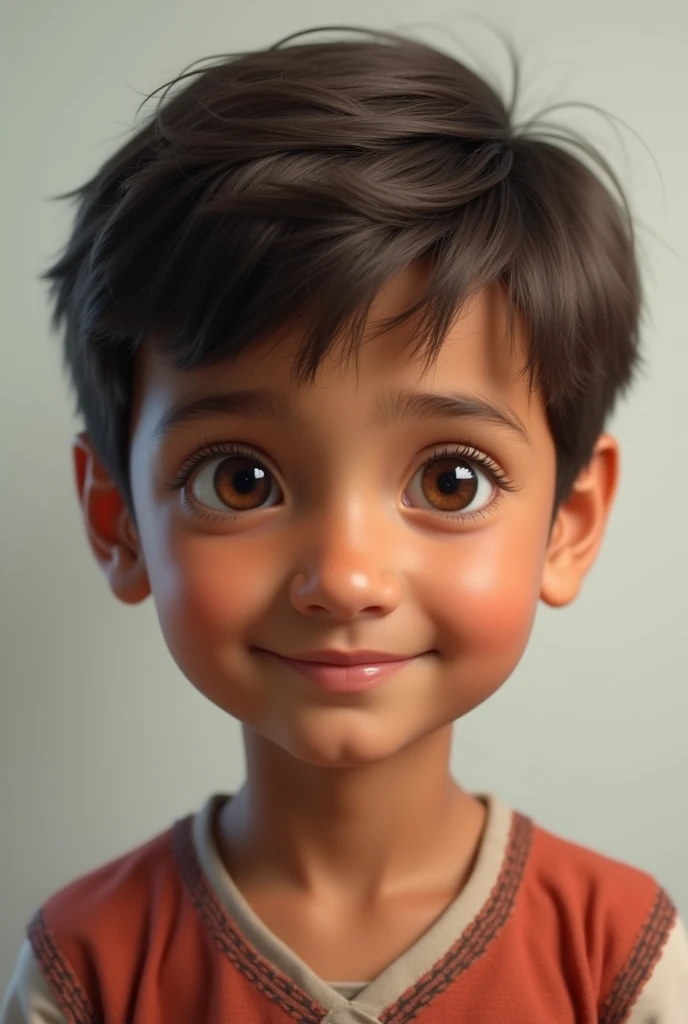 Indìan boy havig light brown hair and eyes and light skin who looks realistic as possible and human