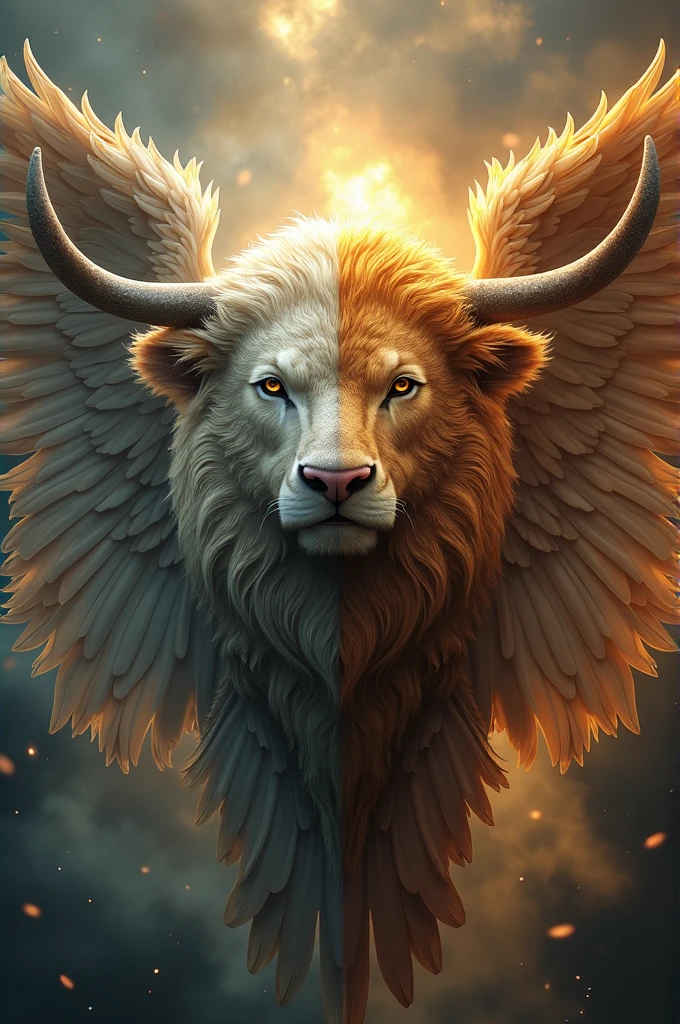 4 wings and 4 faces. The first bull face, the second of man, the third of a lion and the fourth of an eagle. Like this, They are just below God and their bodies are completely filled with eyes