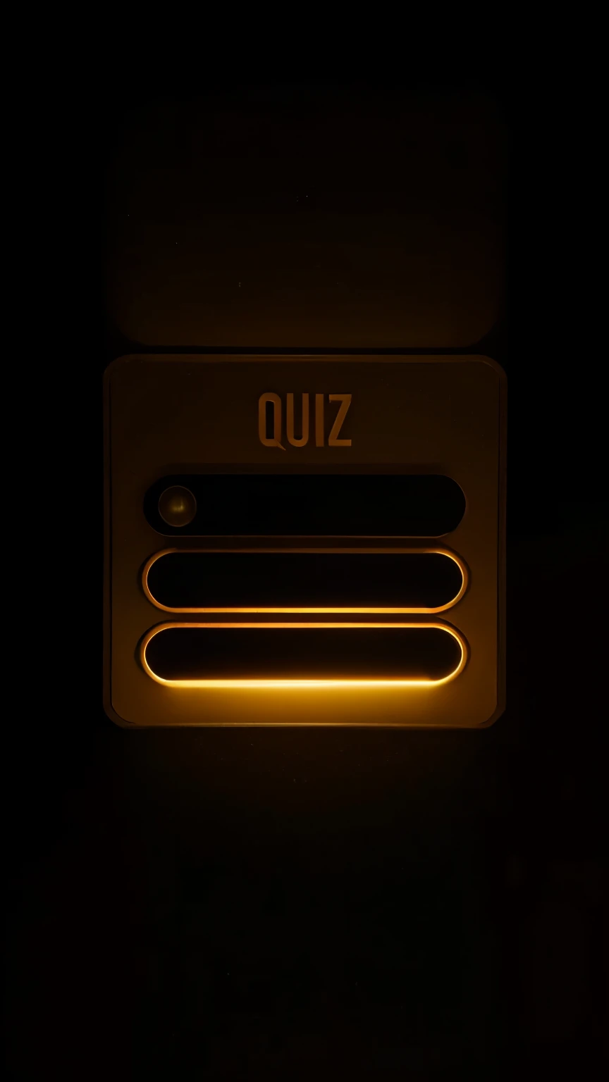 A golden quiz signal with rectangular options, on a black background, detailed intricate pattern, beautiful glowing warm tones, cinematic lighting, photorealistic, 8k, high quality, (best quality, 4k, 8k, highres, masterpiece:1.2), ultra-detailed, (realistic, photorealistic, photo-realistic:1.37), HDR, UHD, studio lighting, ultra-fine detail, professional, vivid colors, cinematic