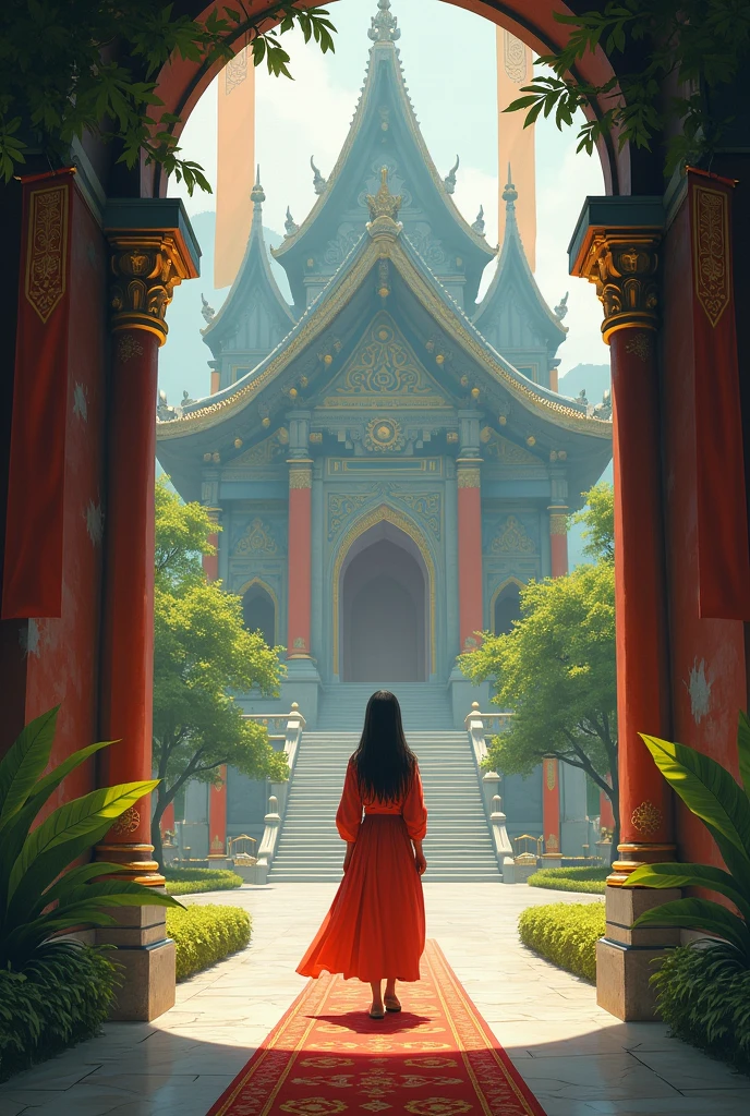 woman goes to temple and prays