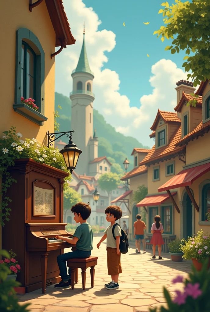 In a small, charming town, there lived a young man named Liam. Liam had a heart full of dreams and a mind filled with music. He spent his days playing the piano in the town square, his melodies drifting through the air like a soft breeze. The townspeople loved his music, but there was one person for whom he played most—Sophia.
Every day, as Sophia walked by, Liam would play a special tune—soft and sweet, like the feelings he had for her. He watched as she smiled at his music, her eyes sparkling with joy. But though she often stopped to listen, she never seemed to see the love in his eyes.