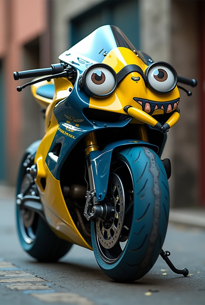 Create an image of a Buell XB9 motorcycle with the minions colors